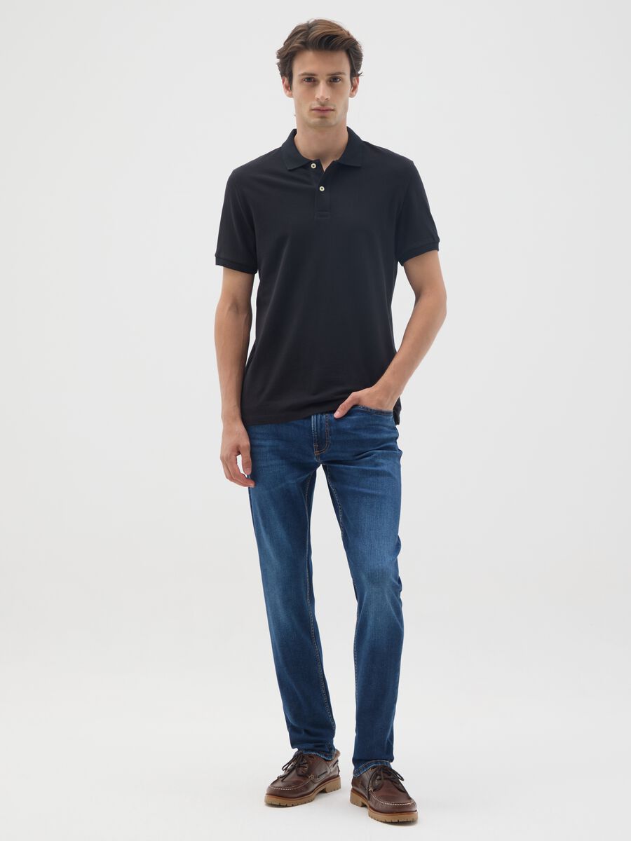 Blue skinny stretch cotton jeans_0