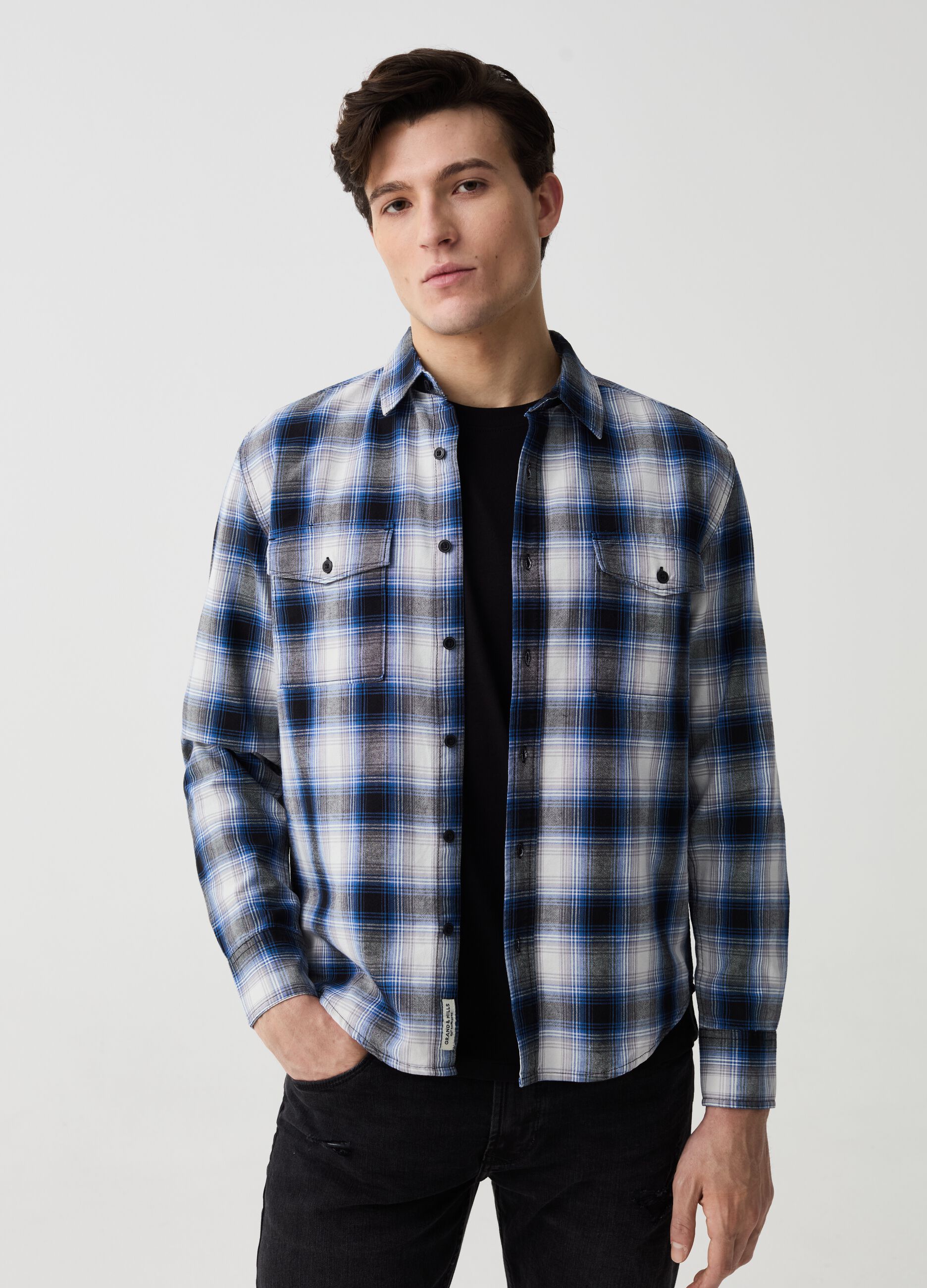 Cotton shirt with check pattern