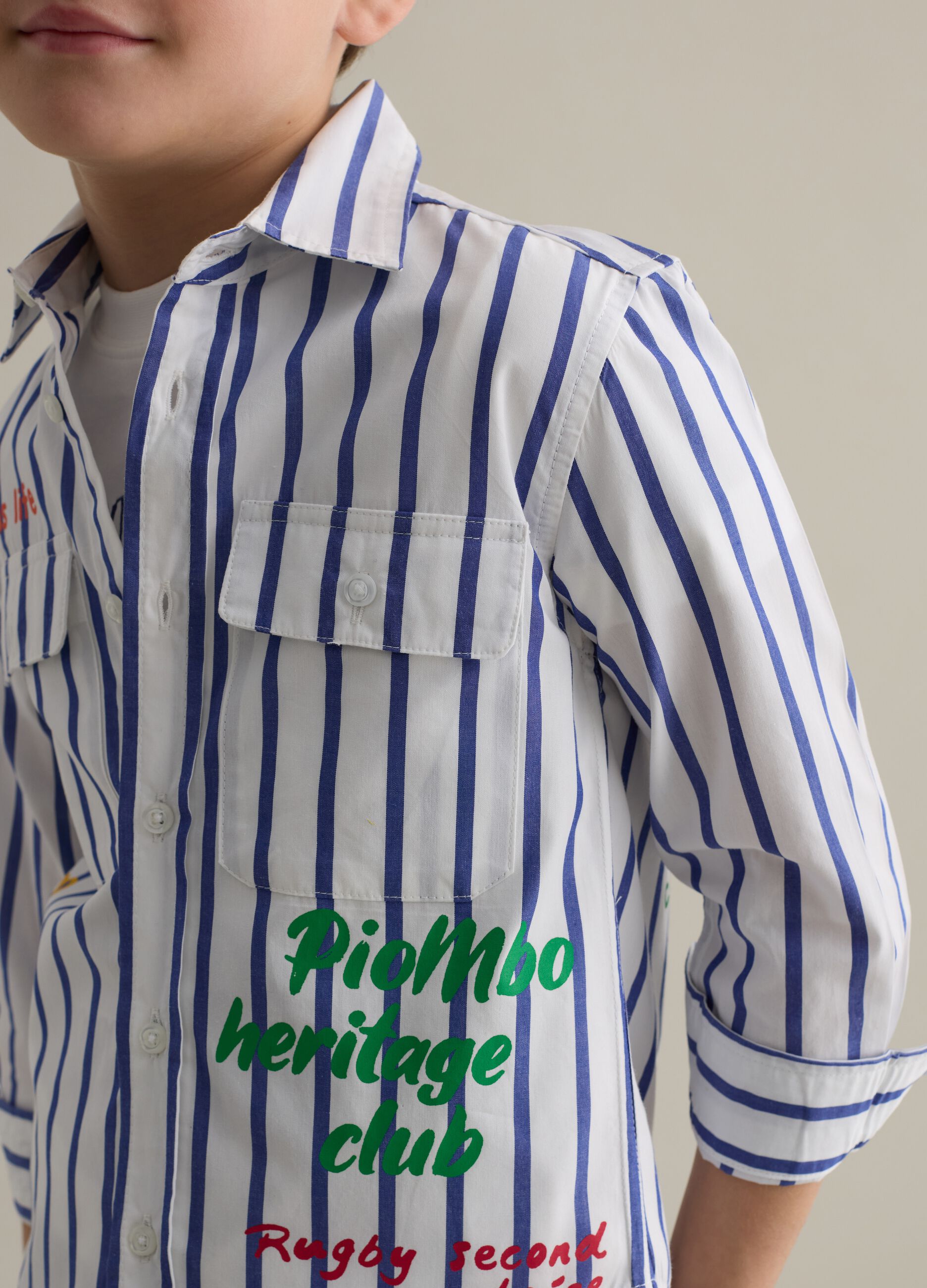 Camicia a righe con stampa lettering 
