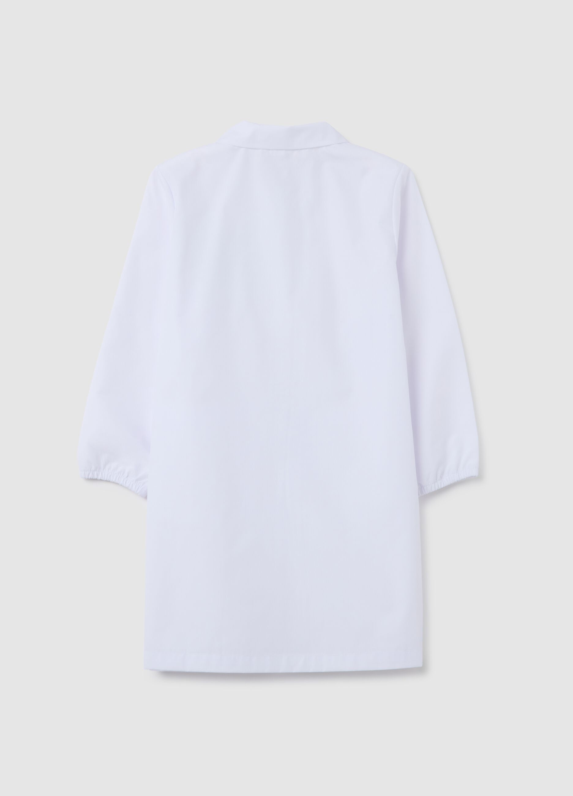 Kids school lab coat in white cotton blend with Avengers print