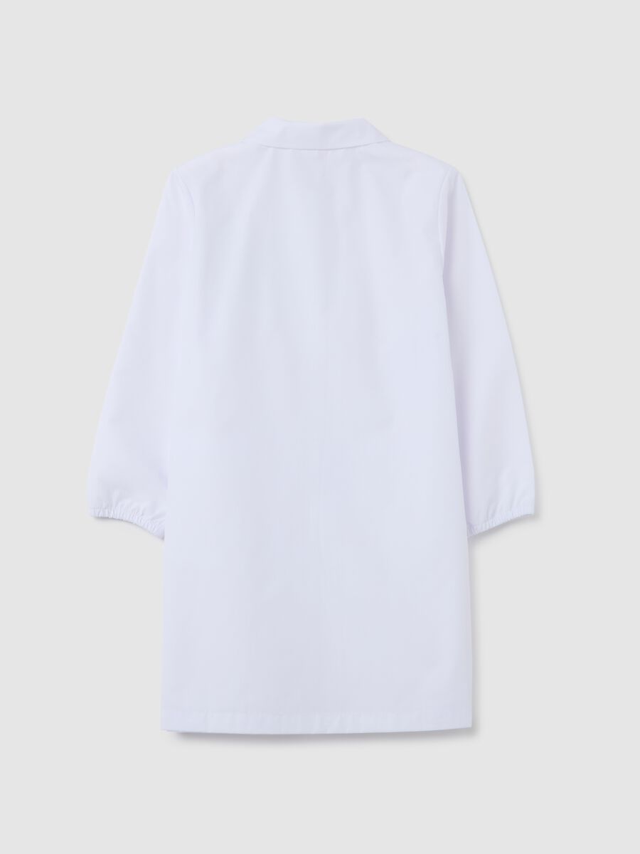 Kids school lab coat in white cotton blend with Avengers print_1