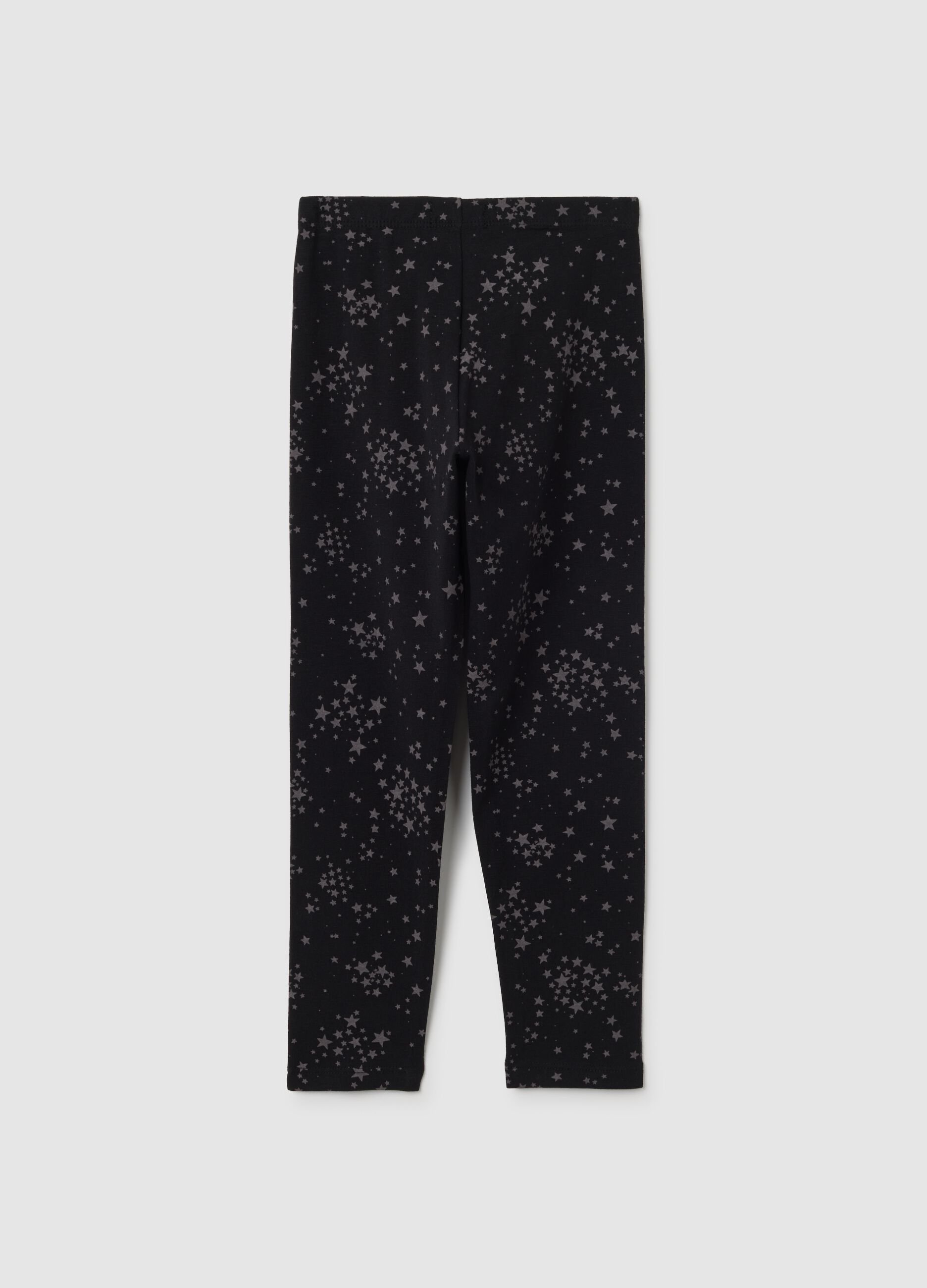 Leggings da bambina in cotone elasticizzato nero skinny