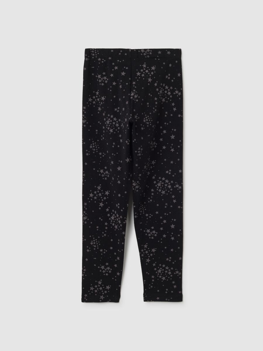 Leggings da bambina in cotone elasticizzato nero skinny_1