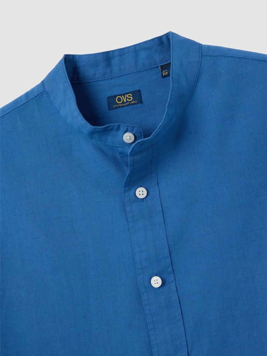 Men's Blue Cotton Blend Regular Fit Shirt_5