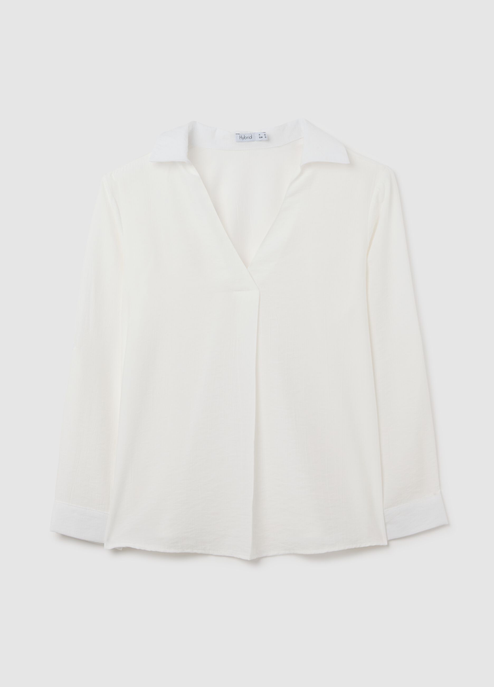 Women's white blend V-neck regular fit shirt