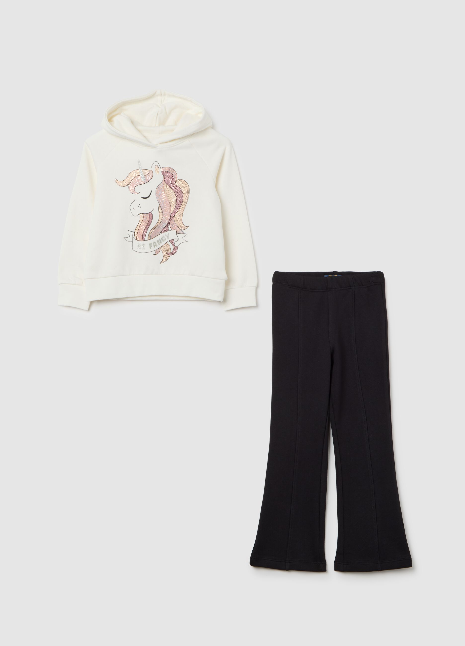 Multicolour sweatshirt and trousers set for girls in pure cotton regular fit