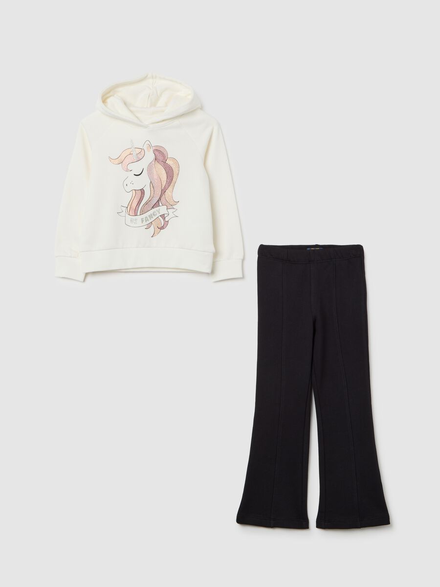 Set felpa pantalone multicolor da bambina in puro cotone regular fit_0