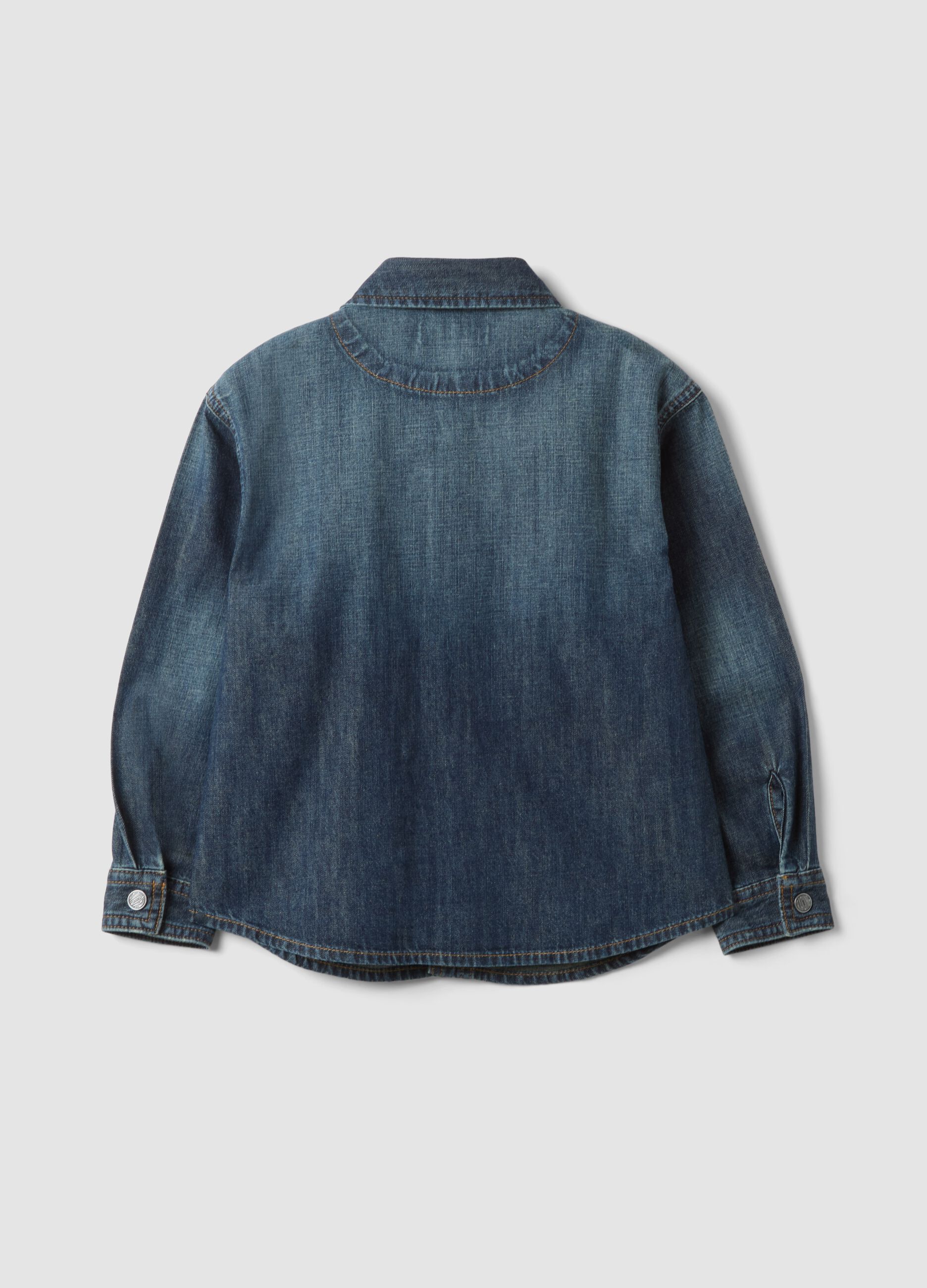 Blue pure cotton shirt with classic collar for boys