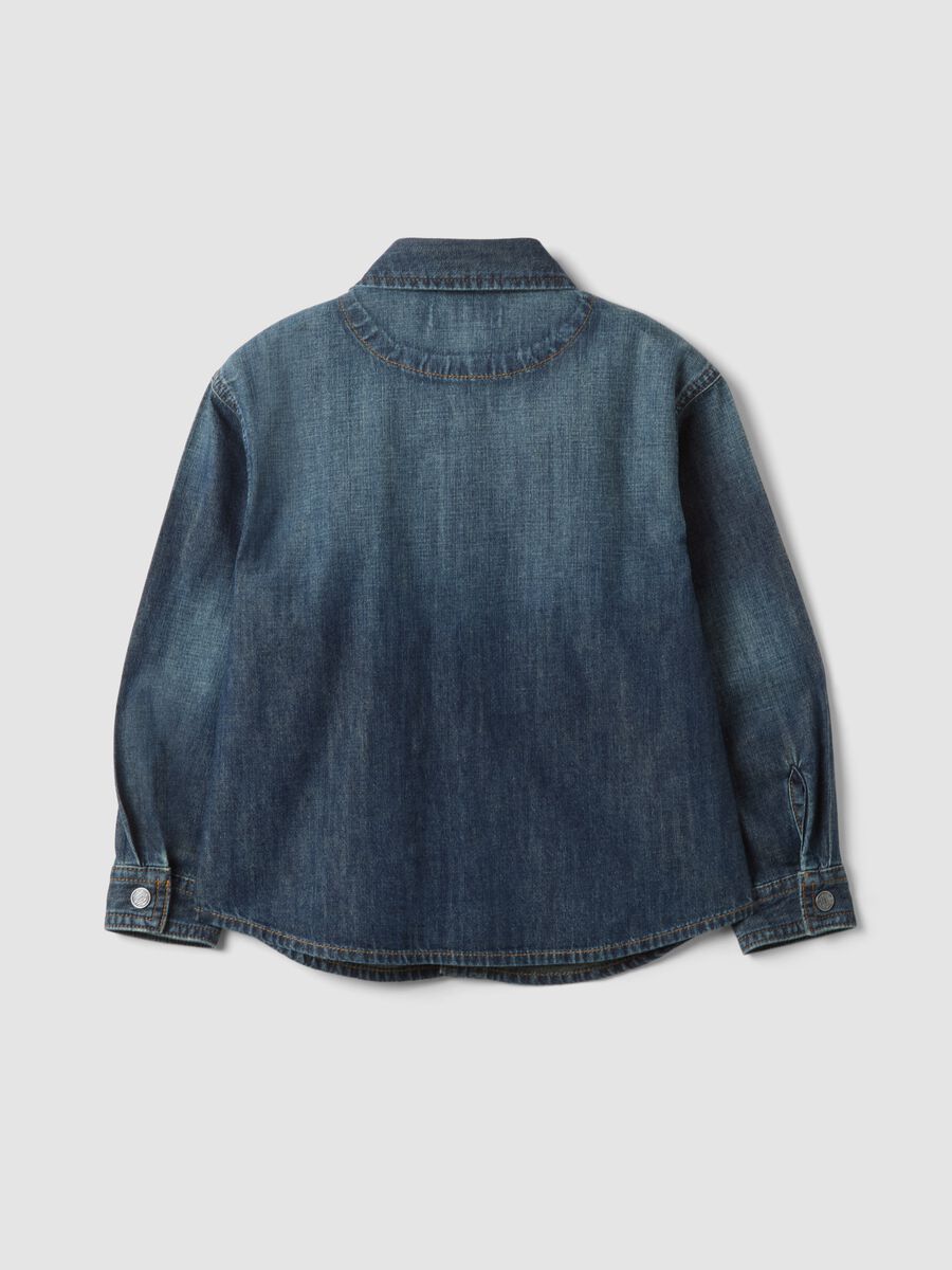 Blue pure cotton shirt with classic collar for boys_1