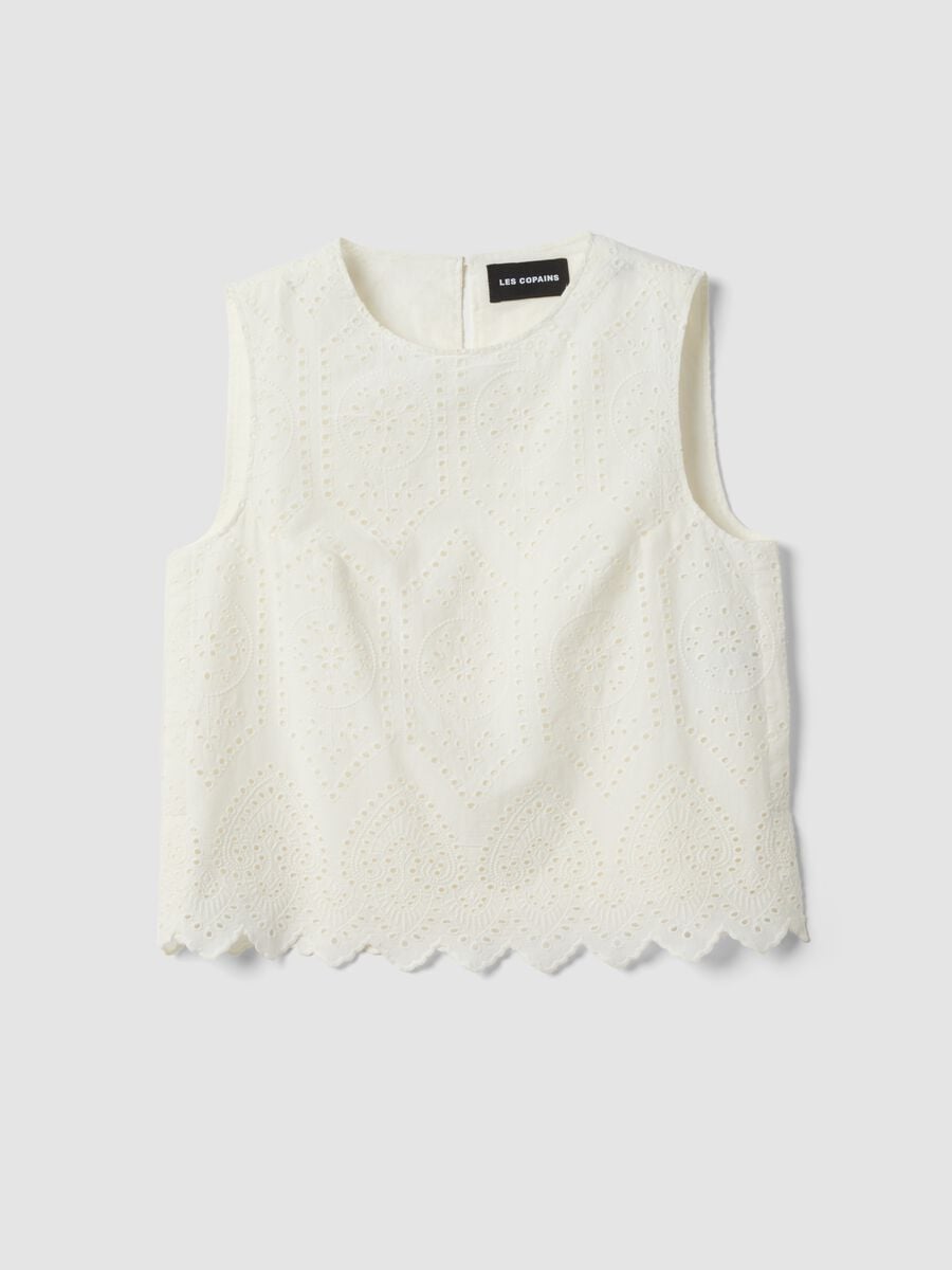 White pure cotton broderie anglaise blouse_4