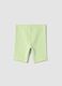Green ribbed stretch-cotton shorts for baby girls, regular fit_1
