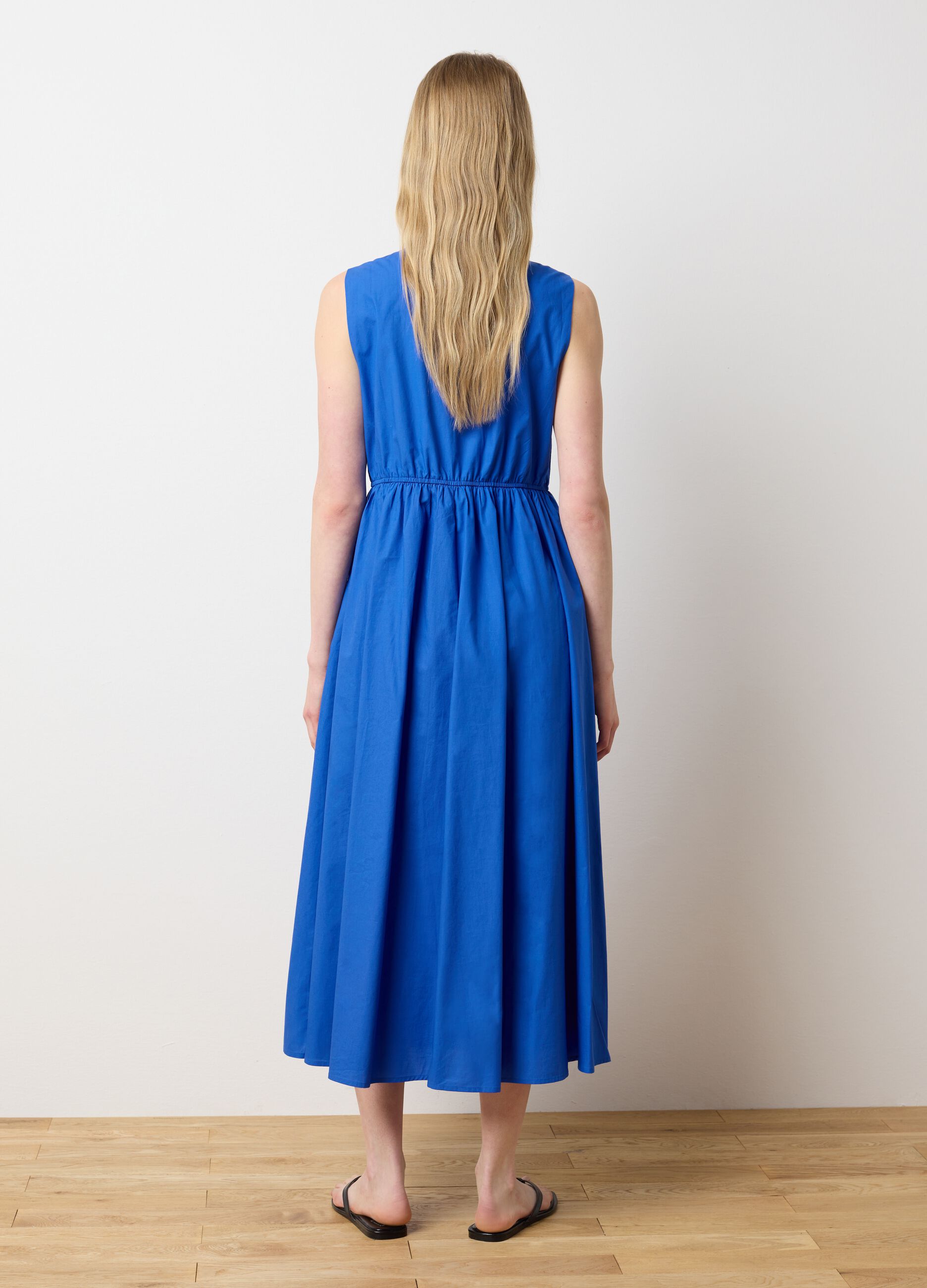 Abito lungo da donna in puro cotone blu regular fit
