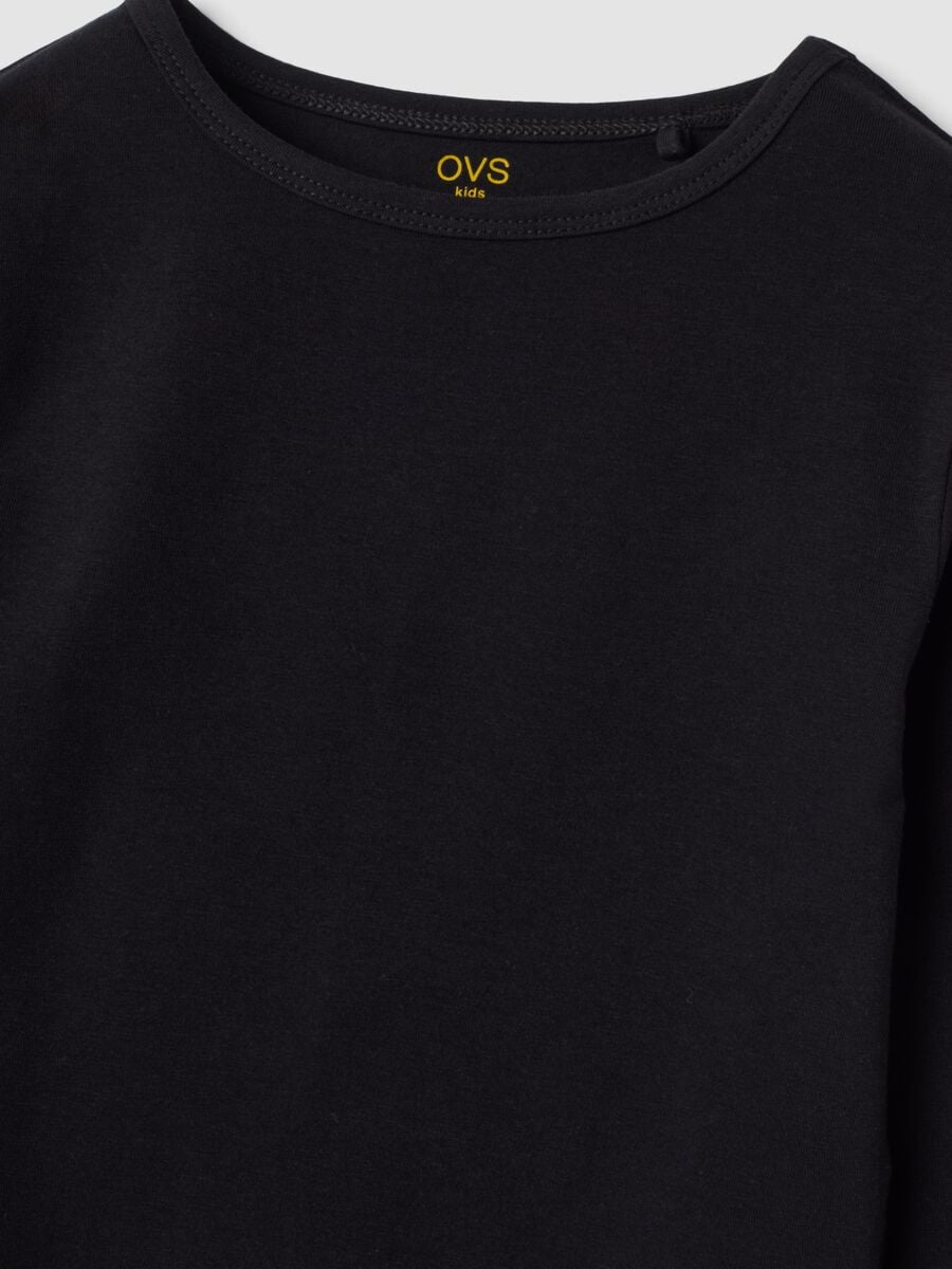 T-shirt nera in jersey di cotone organico elasticizzato slim fit_2