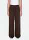 Brown cotton-blend wide-leg trousers with lace embroidery_1