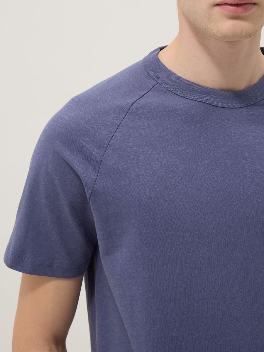 Regular fit blue pure cotton T-shirt_4