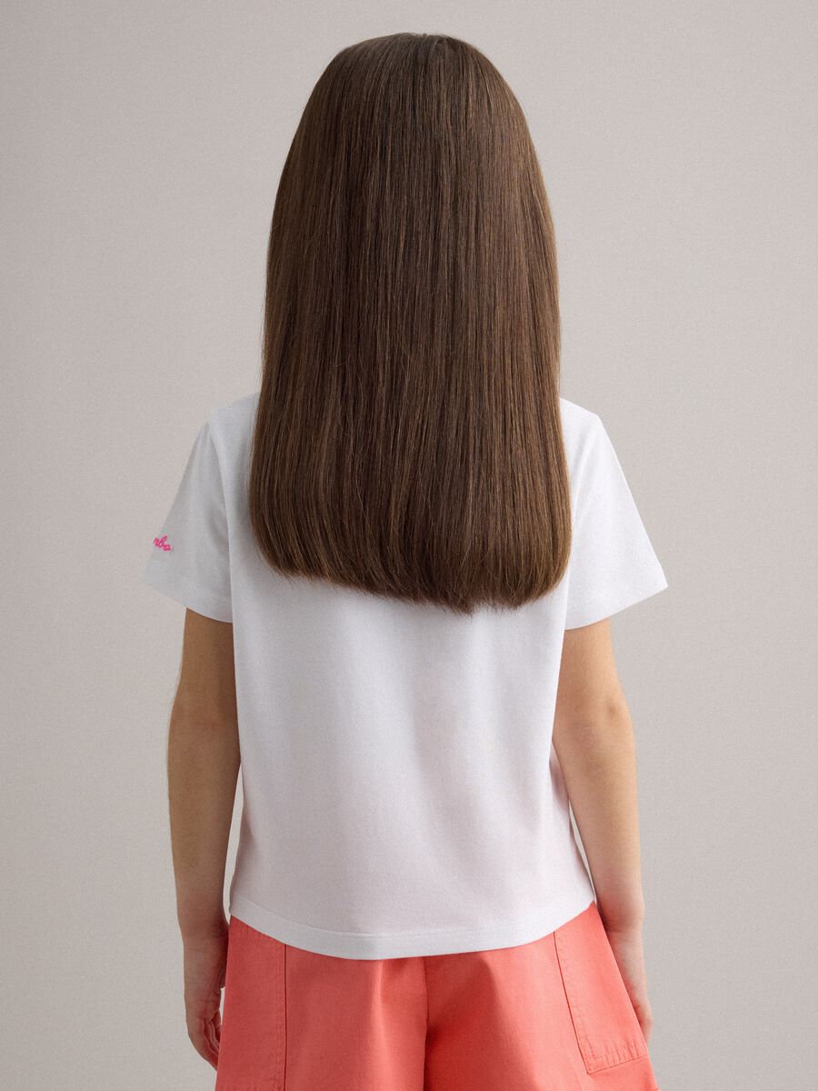 T-shirt in cotone elasticizzato bianco da bambina con perline_2