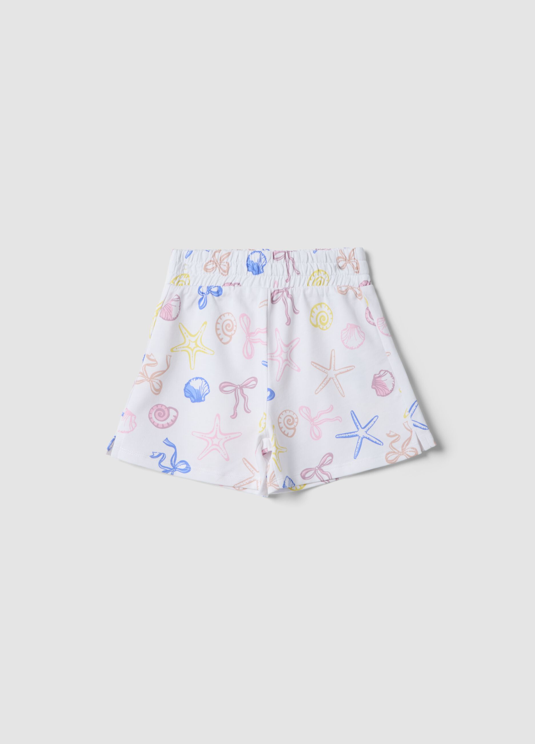 White pure cotton girls&rsquo; shorts with nautical prints