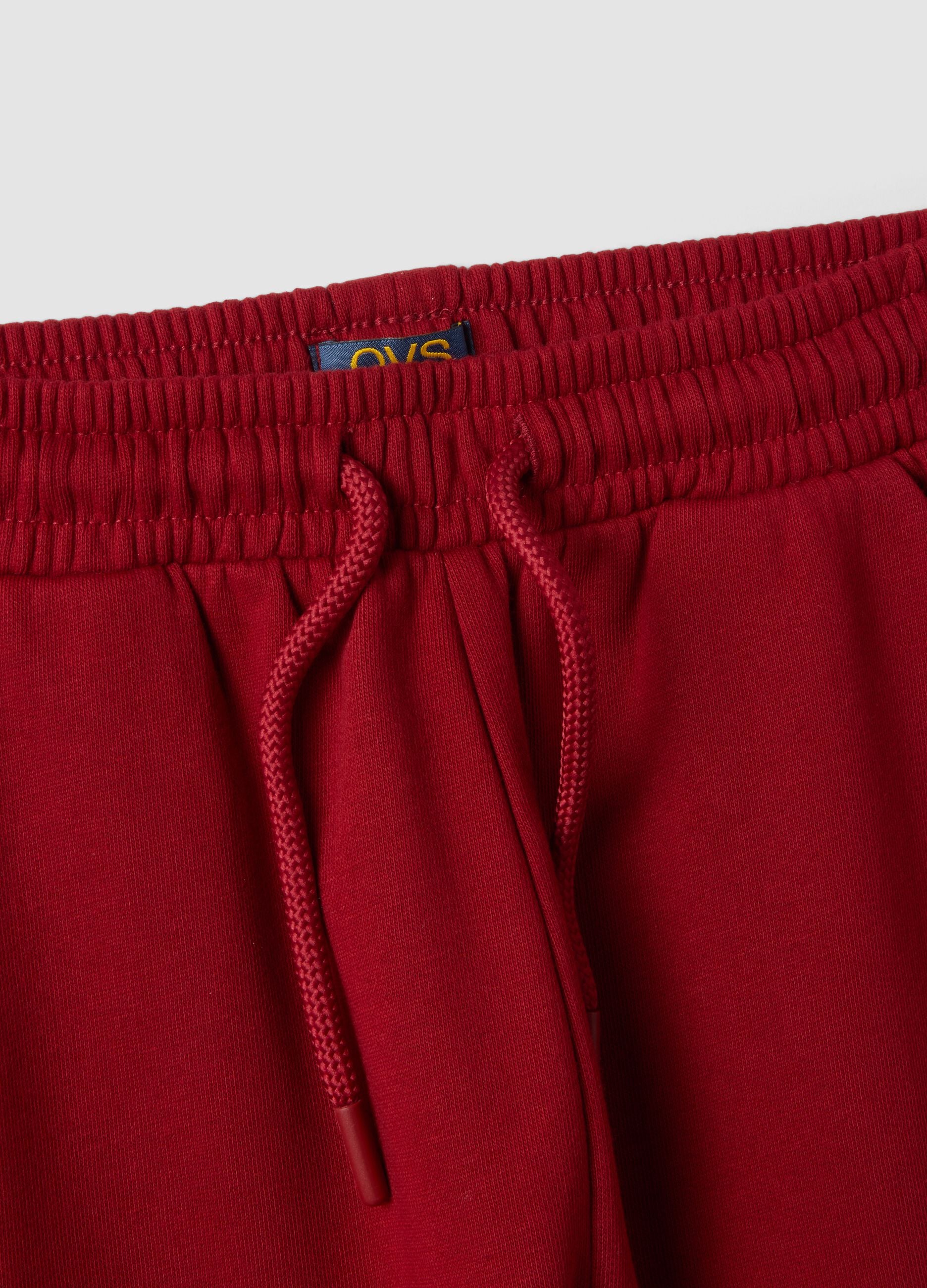 Pantaloni jogger rossi in puro cotone regular fit