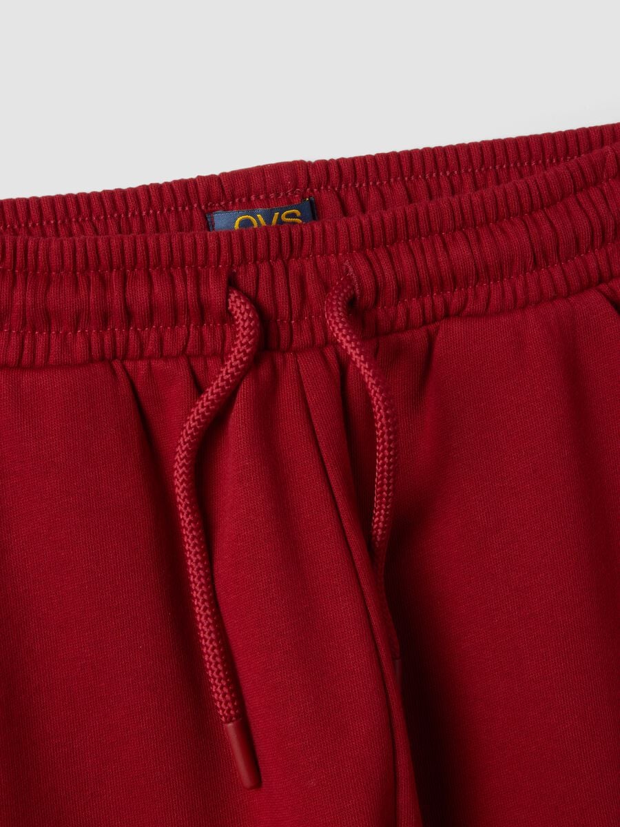 Red pure cotton joggers, regular fit_3