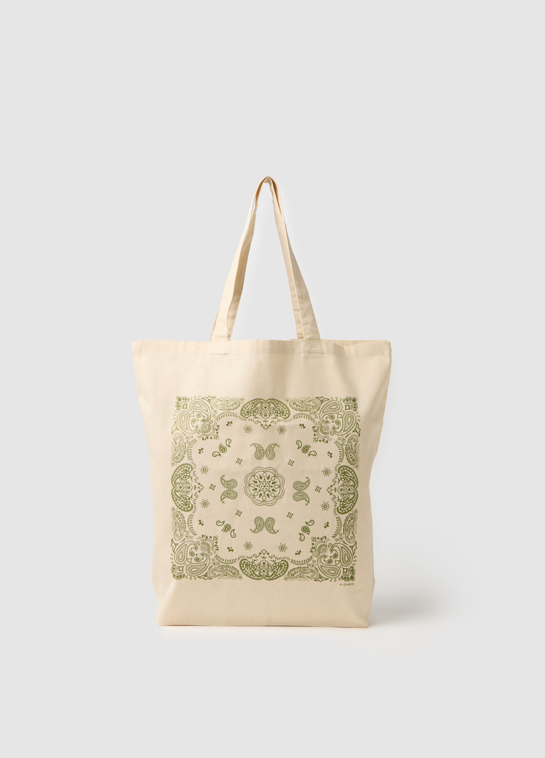 Multicolour pure cotton shopper bag with long handles