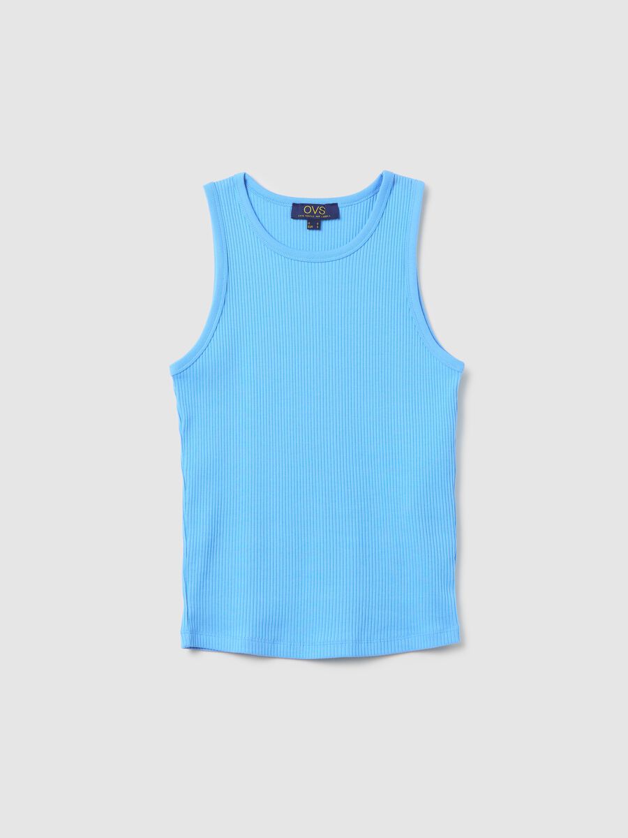 Light blue stretch cotton tank top by Ovs_4