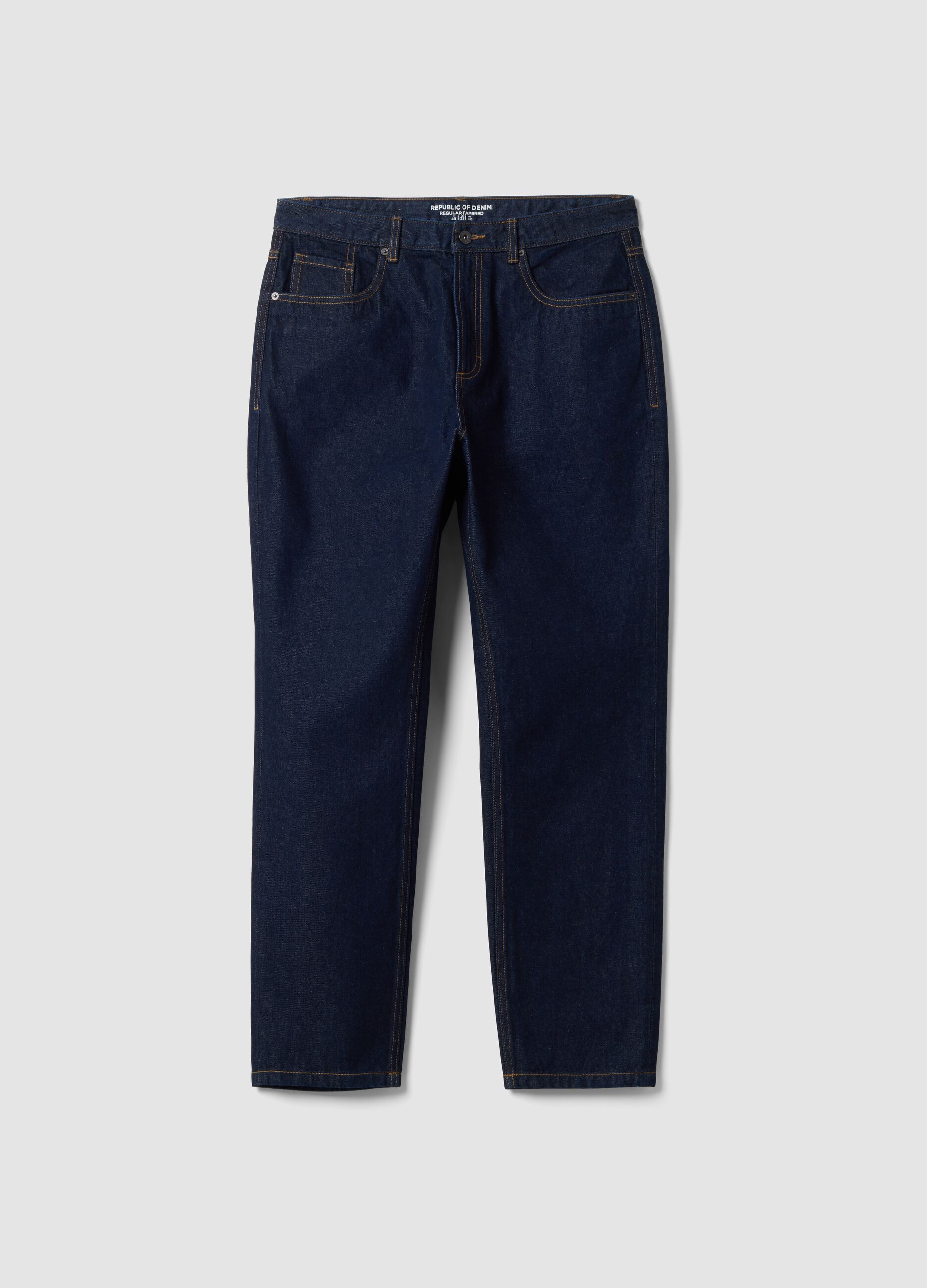 Pure cotton denim jeans, regular tapered fit