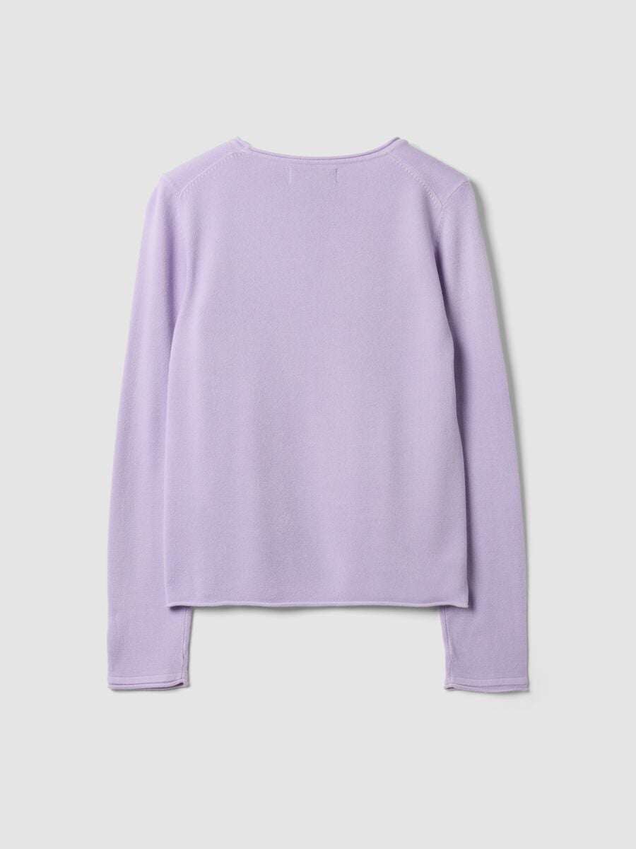 Maglia viola girocollo fitted a maniche lunghe_6