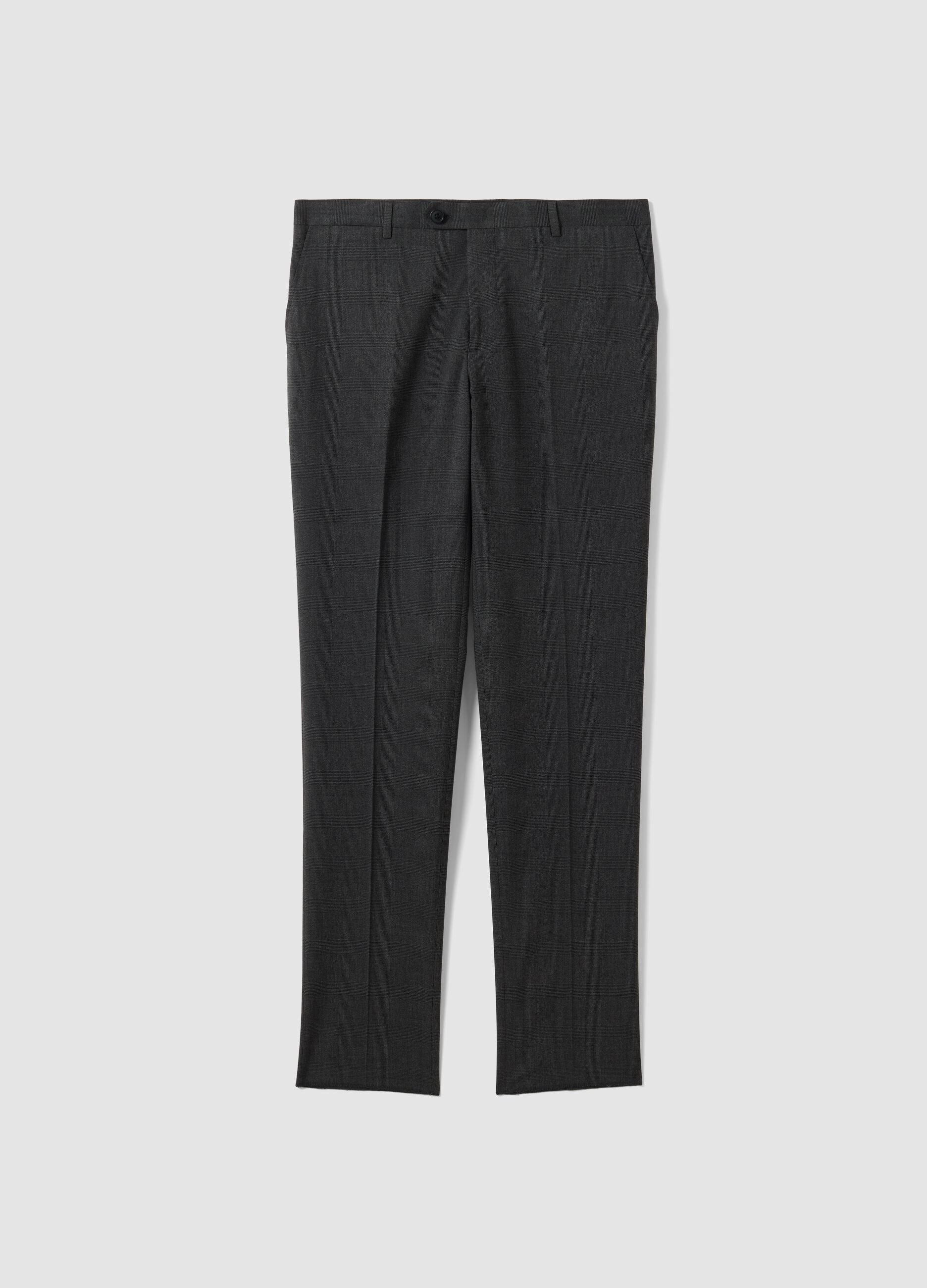 Grey slim-fit formal trousers in stretch viscose