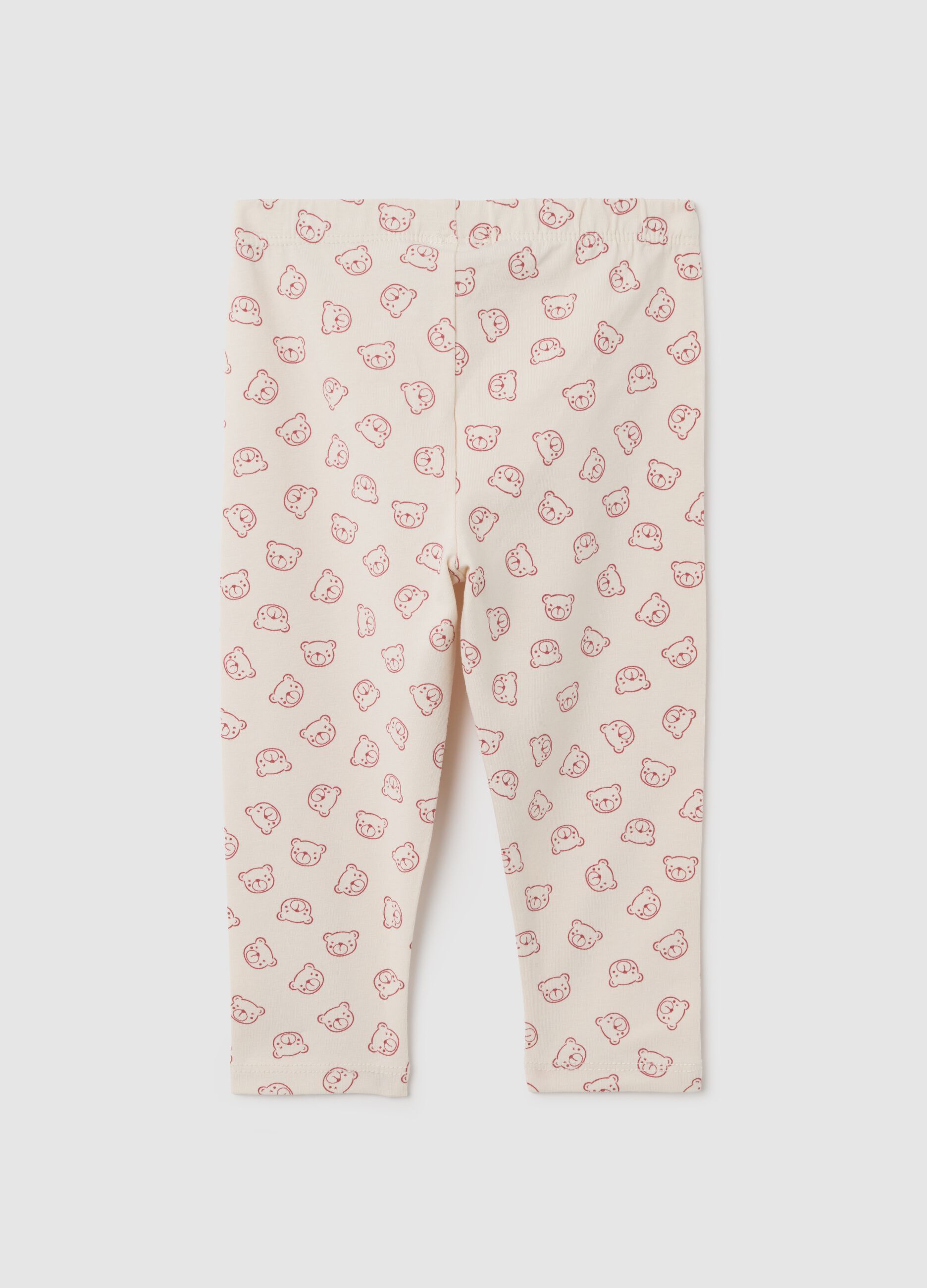 Beige cotton skinny fit leggings