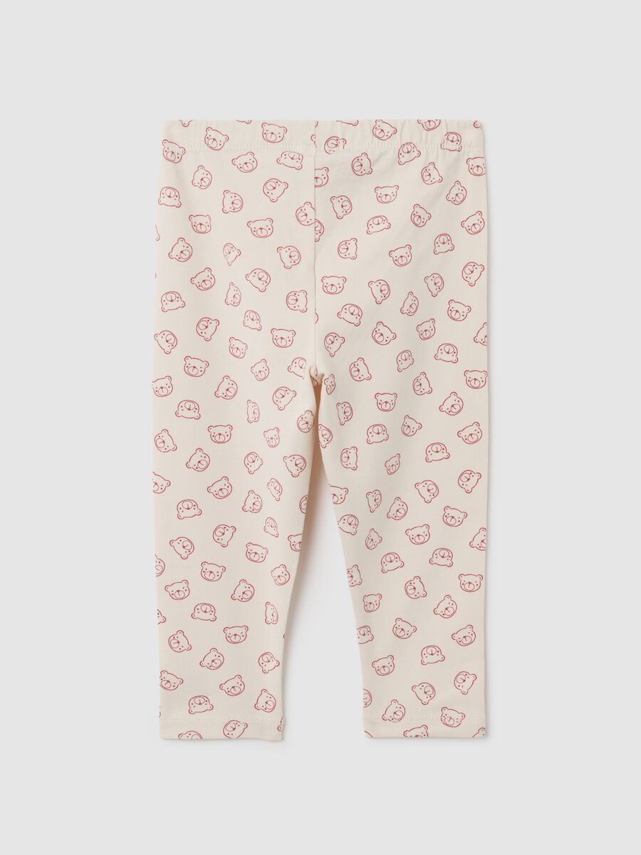 Beige cotton skinny fit leggings_1