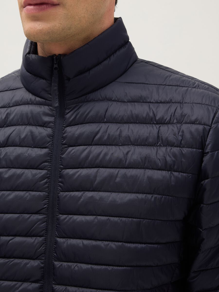 Blue padded jacket with zip, regular fit_3