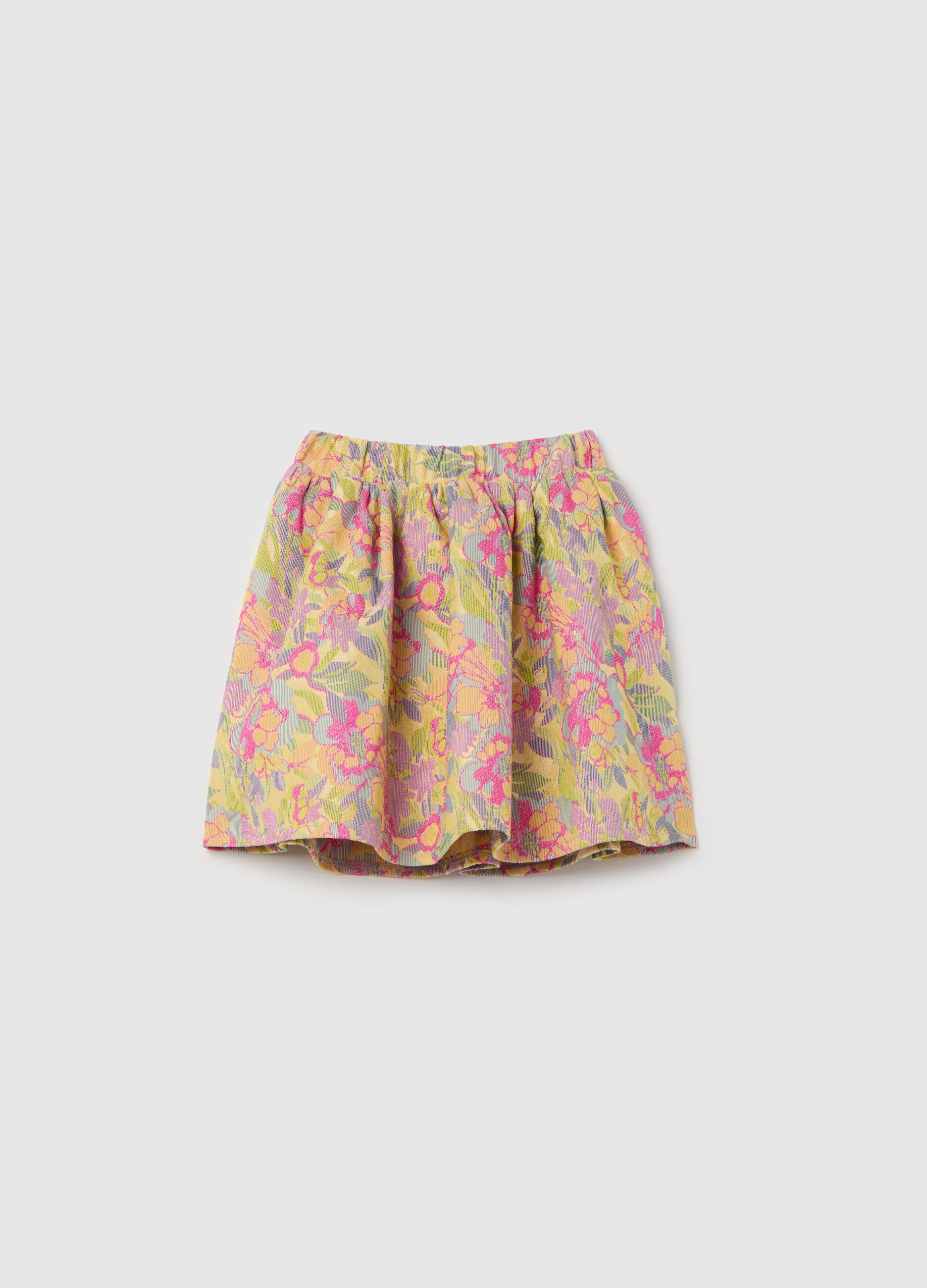 Skirt with jacquard floral design