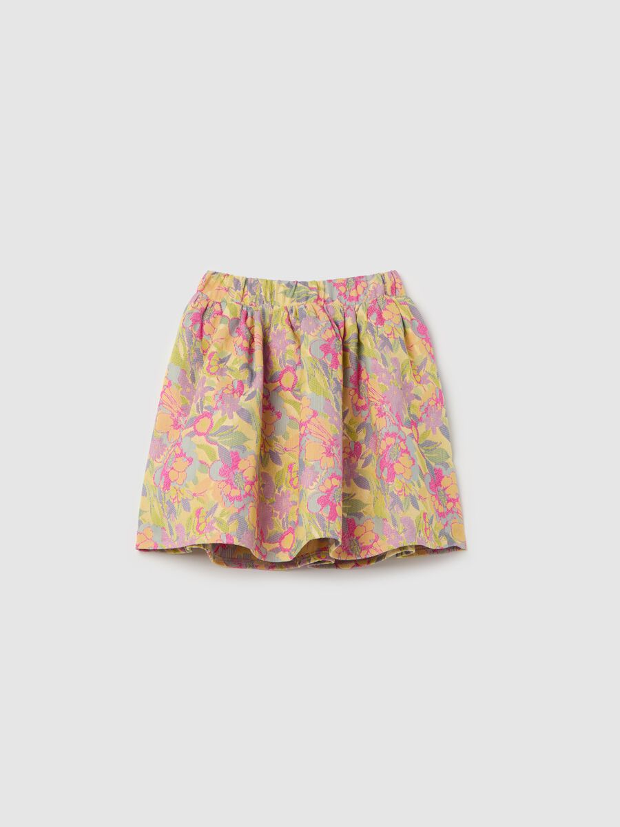 Skirt with jacquard floral design_0