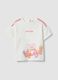 White stretch cotton printed T-shirt for baby girl, regular fit_0
