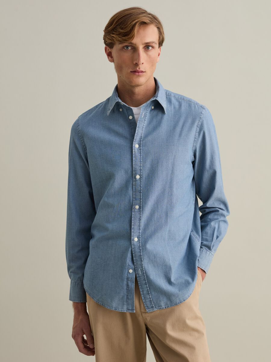 Regular-fit shirt in chambray cotton_0