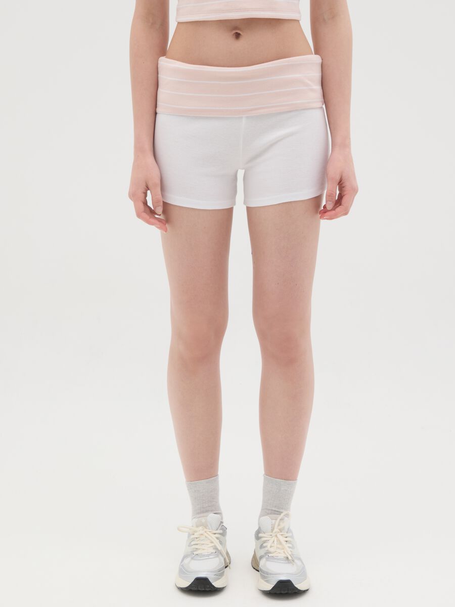 Women's multicolour pure cotton slim fit shorts with cuffs_1