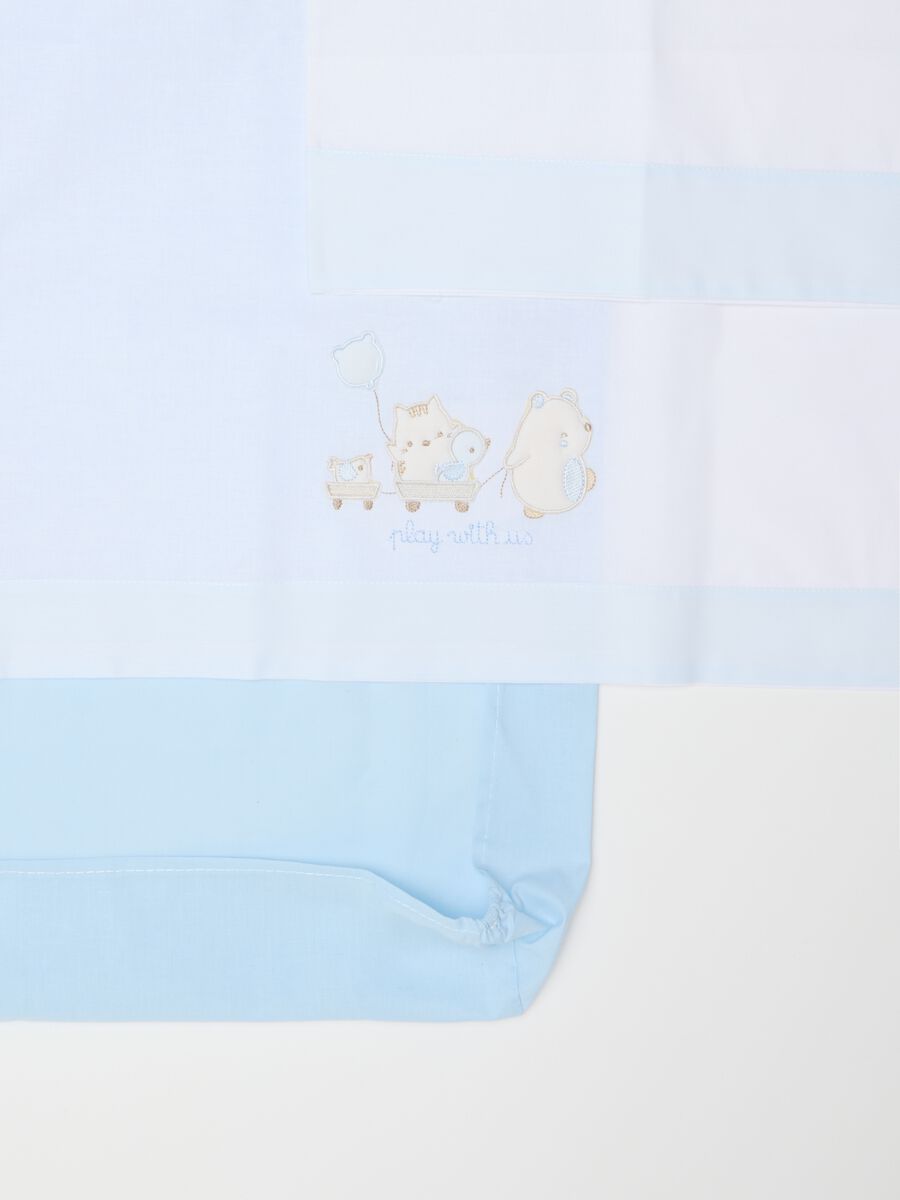 Blue and white pure cotton cot sheet with embroidery_1
