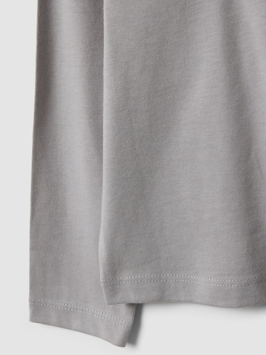 Girls&rsquo; grey organic cotton T-shirt with front print, regular fit_3