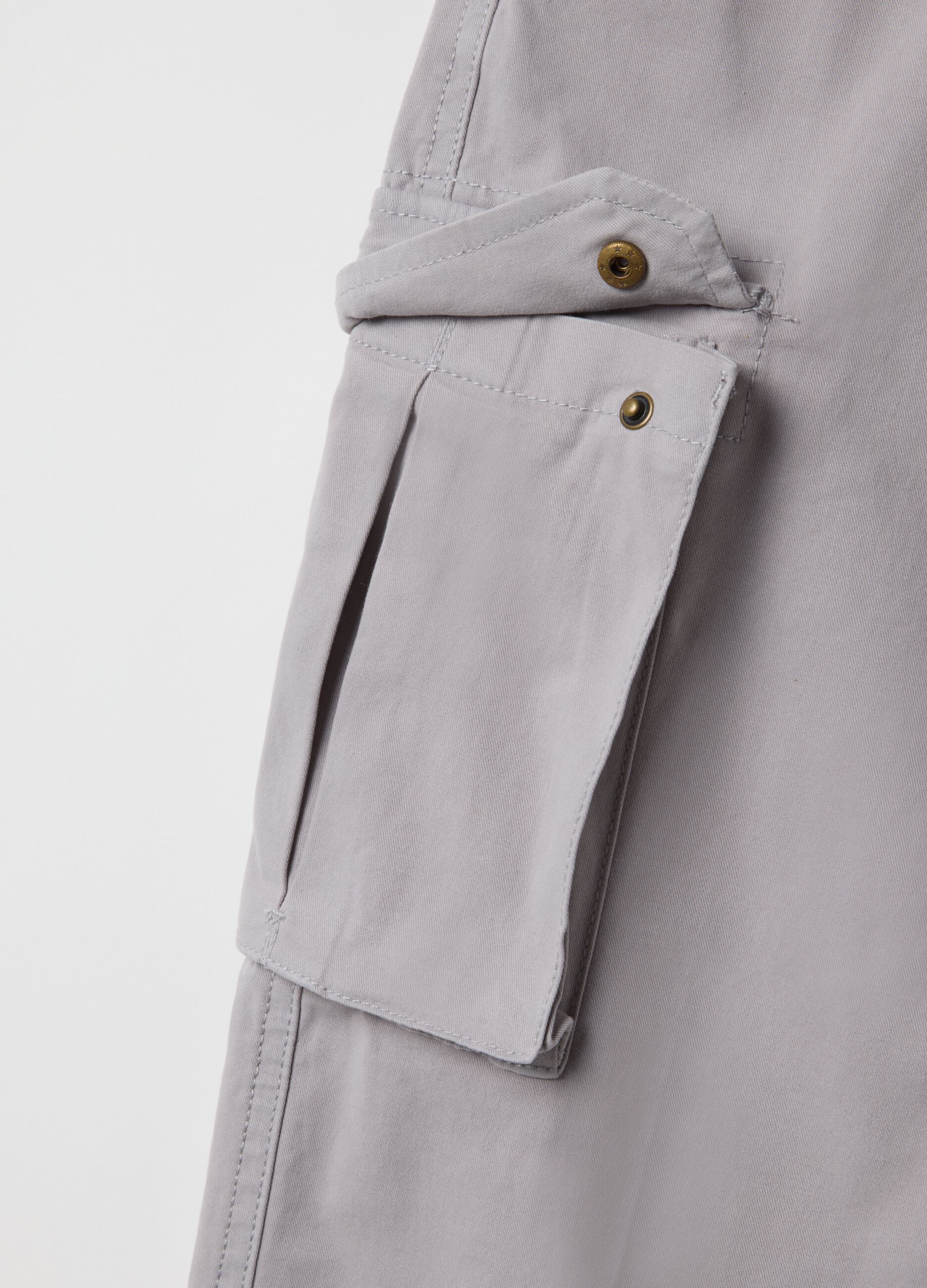Grey slim fit stretch cotton cargo trousers