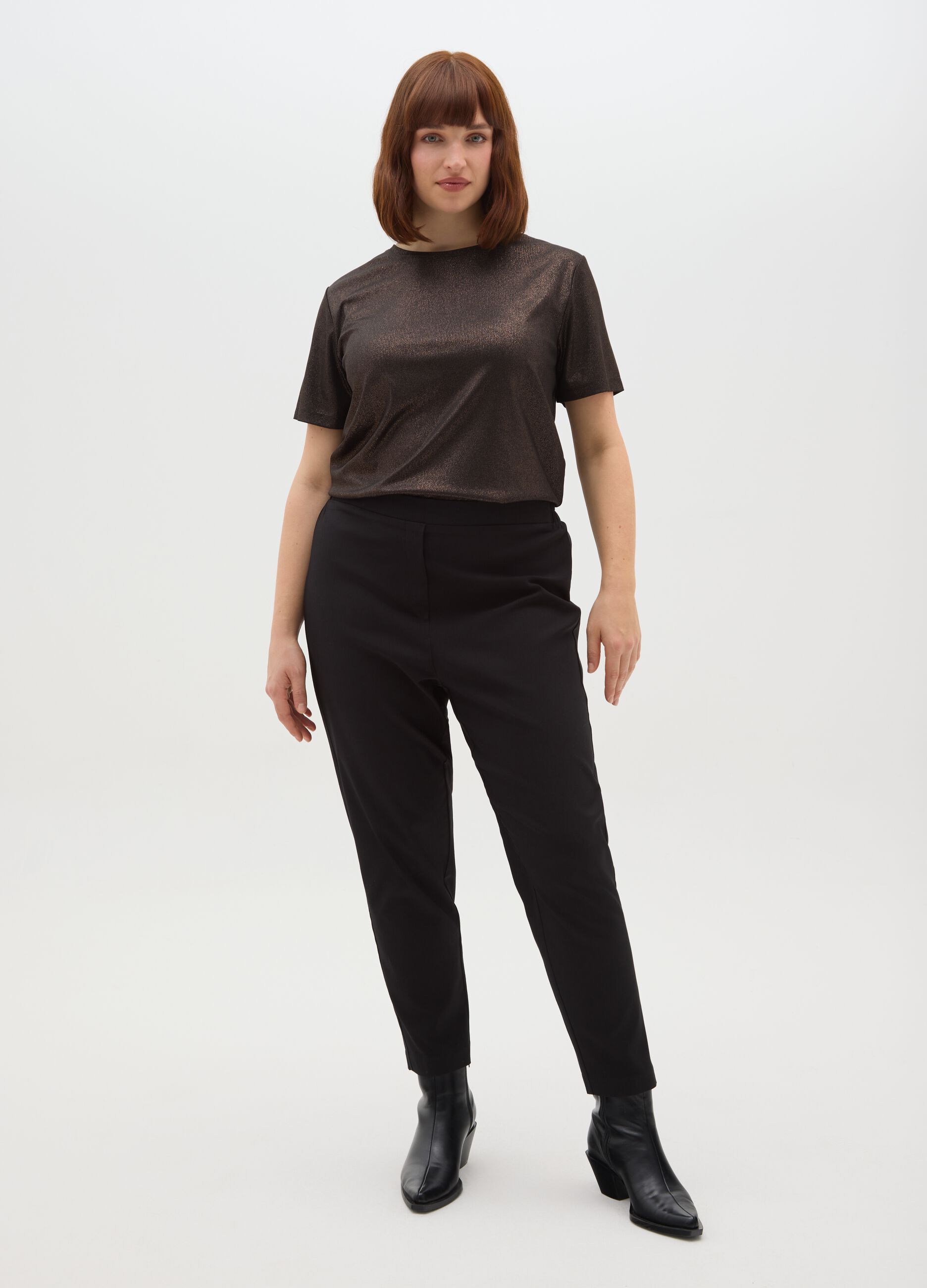 Regular fit metallic brown T-shirt