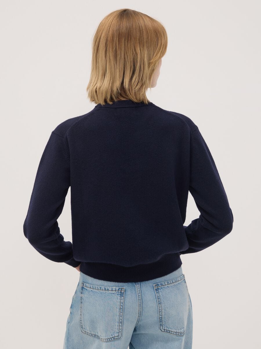Blue crew-neck jumper in stretch wool_3