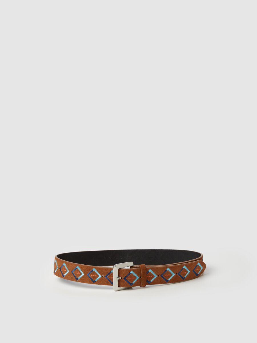 Suede belt with diamond motif_0