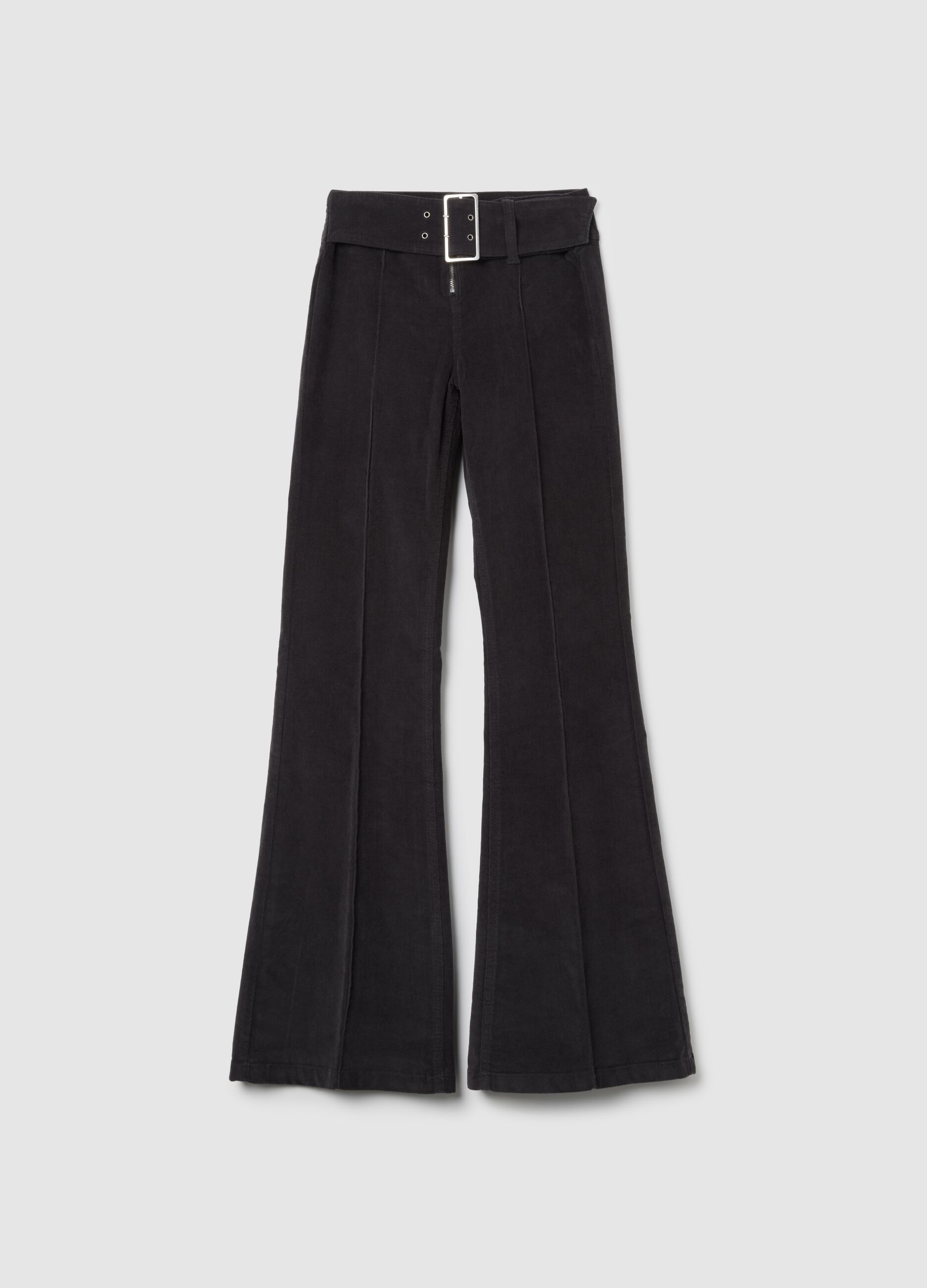 Black Corduroy Flare Trousers