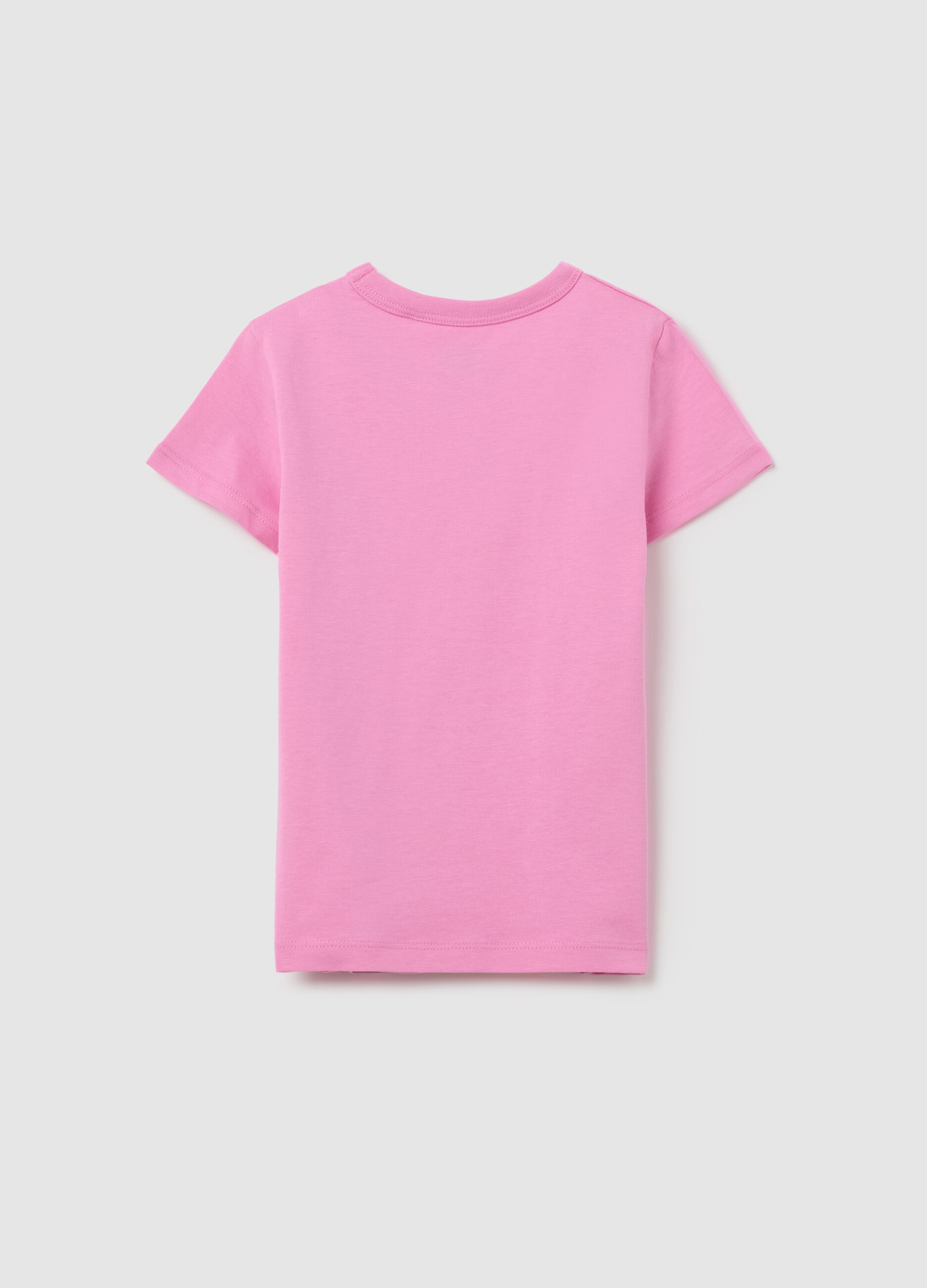 Pink cotton crew neck T-shirt for girls