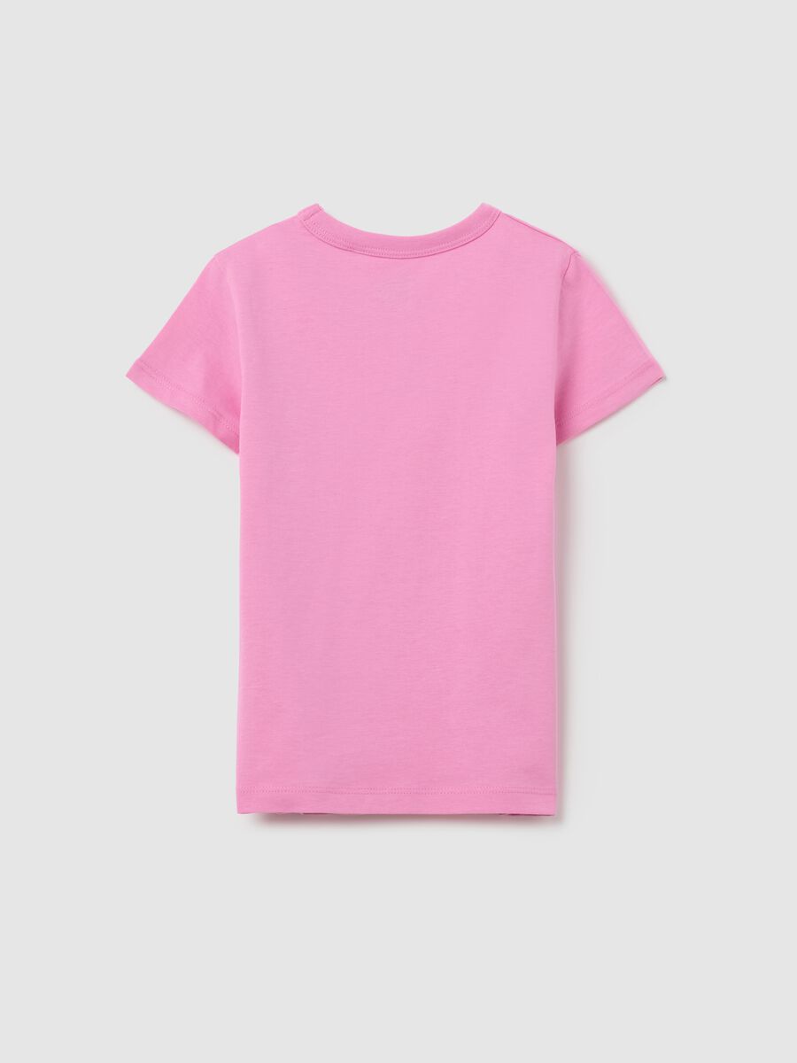 Pink cotton crew neck T-shirt for girls_1
