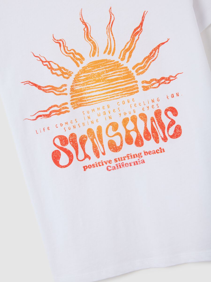 Women's white pure cotton T-shirt regular fit with print_1