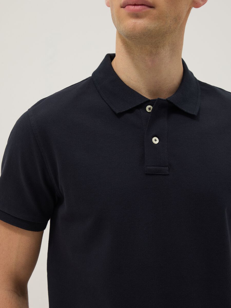 Slim fit blue pure cotton polo_3