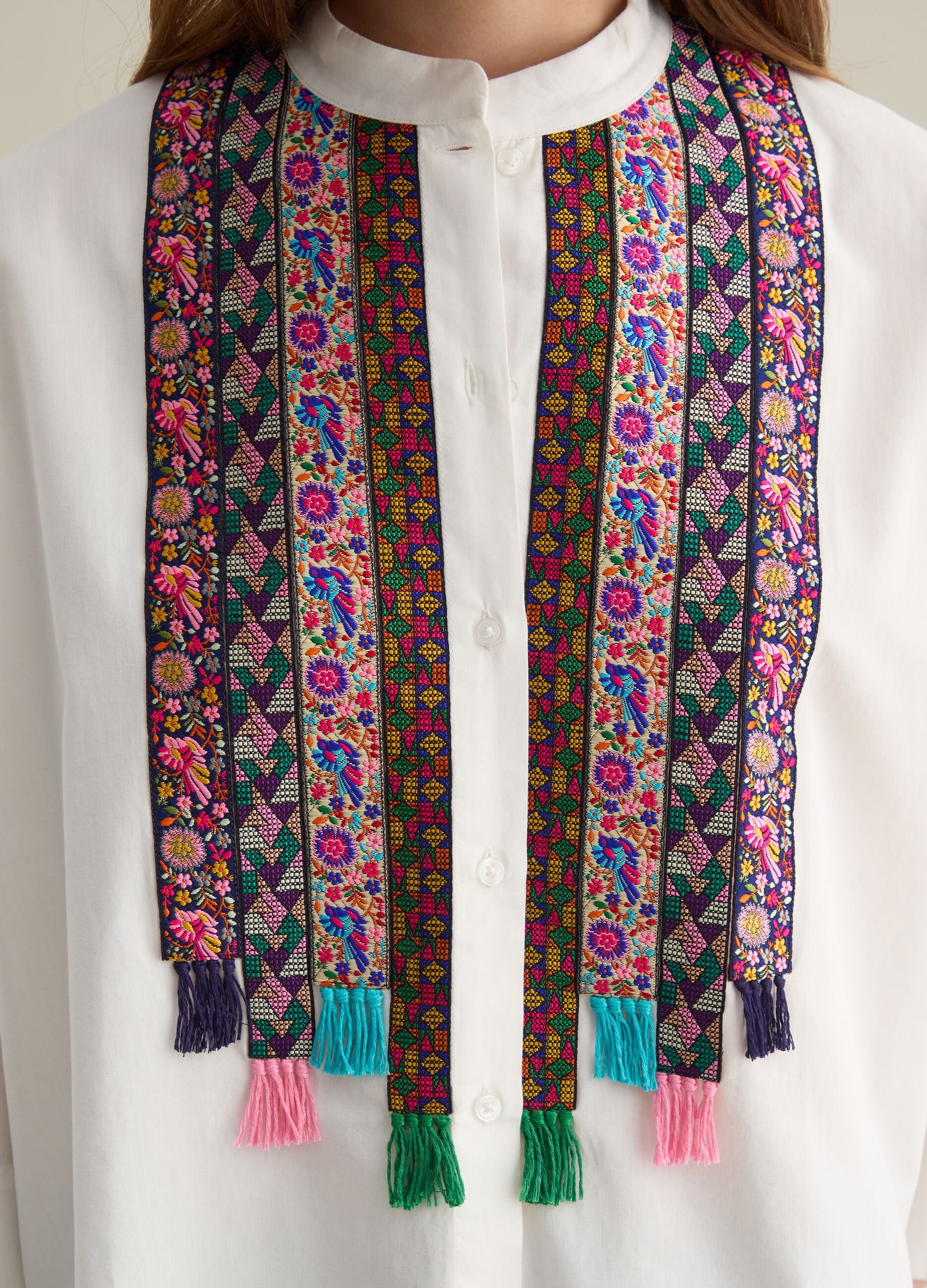 Camicia da donna in puro cotone multicolor regular fit con dettagli