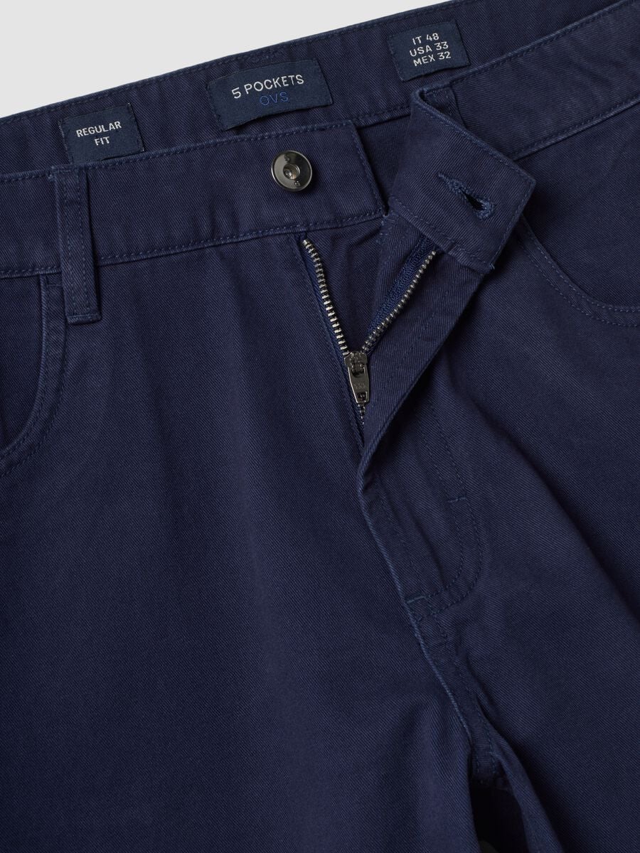 Blue pure cotton five-pocket trousers_2