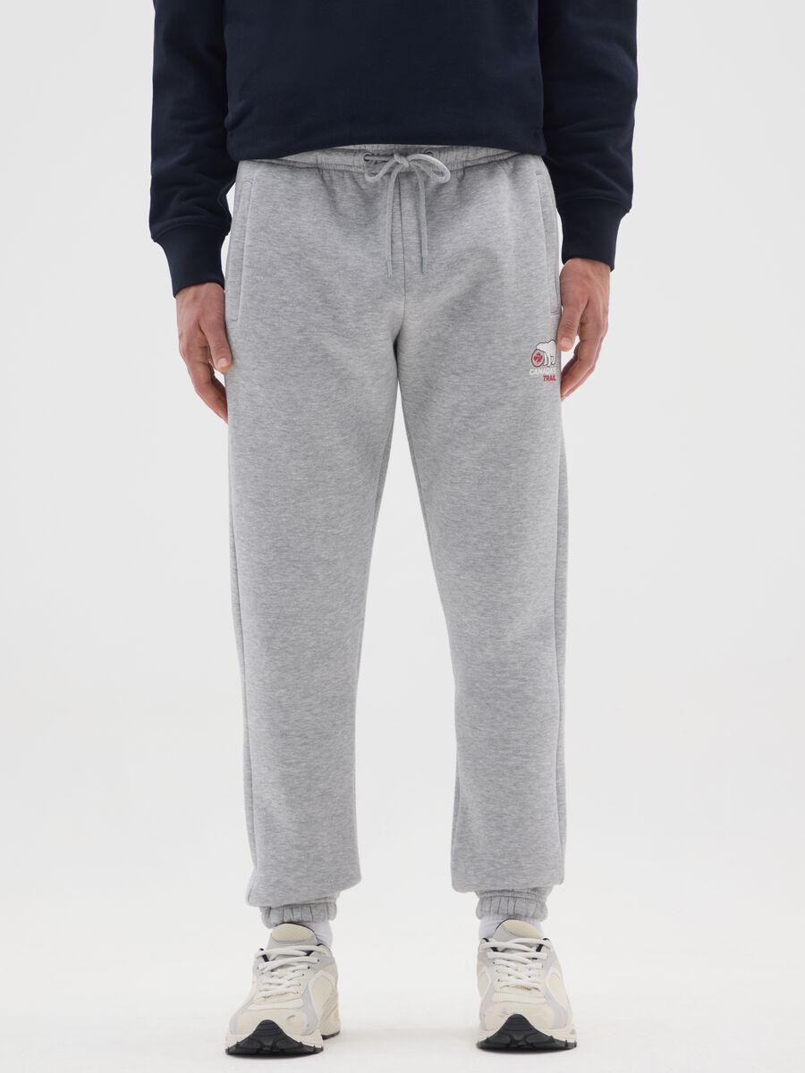 Grey jogger trousers in cotton blend_1